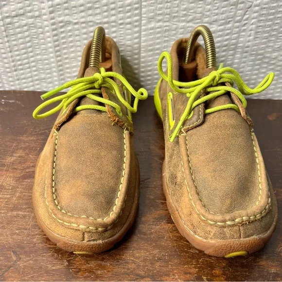 Twisted X Ladies Bomber Neon Yellow Driving Mocs Boat Shoes WDM0010 Size 6.5M - Picture 7 of 9